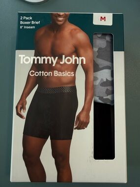 Tommy John Cotton Basics 2-Pack Boxer Briefs — Black & Gray Camo